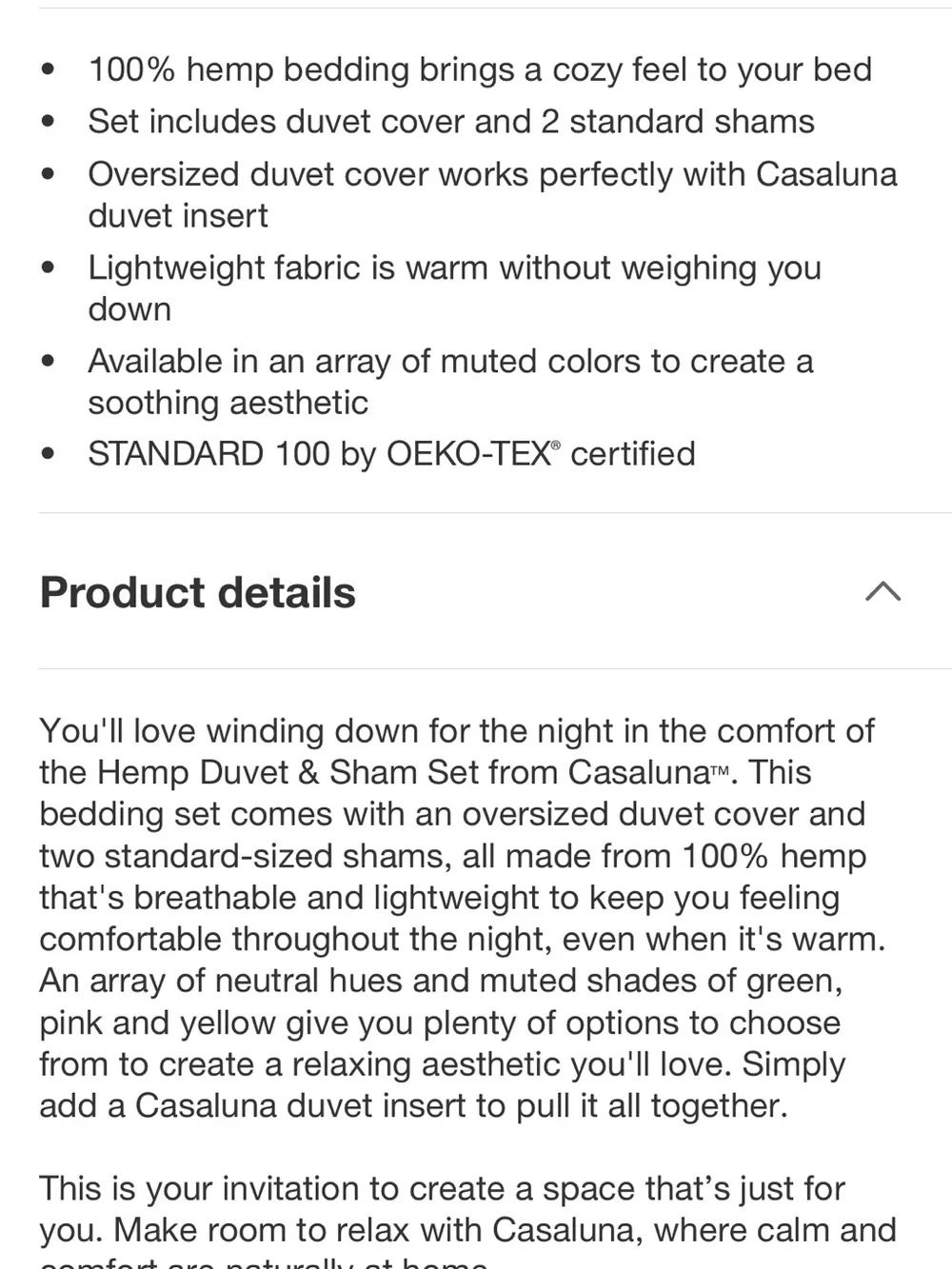Casaluna King 100% Hemp Duvet Cover Set, Rose